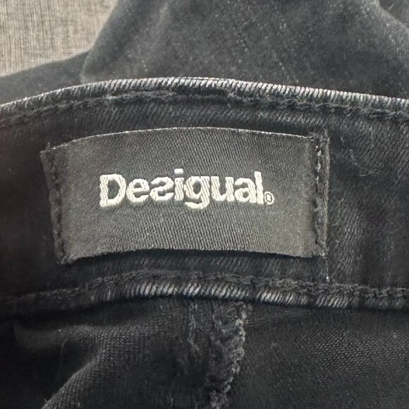 NEW! Desigual Exotic Skinny Jeans‎ 28 waist Black Embellished Cotton blend - Picture 3 of 16